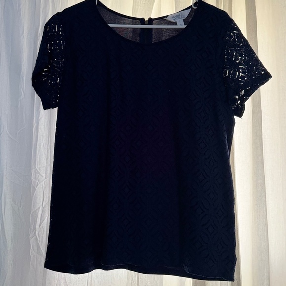 Market & Spruce Blue Lace Blouse - Picture 6 of 8